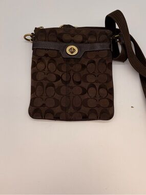 Coach Dark Brown Signature Messenger Crossbody